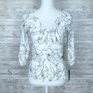BCX Peplum Top XS Floral Elastic Waist 118